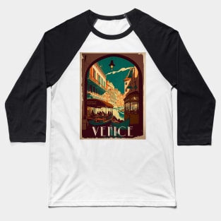 Venice Canal Vintage Travel Art Poster Baseball T-Shirt